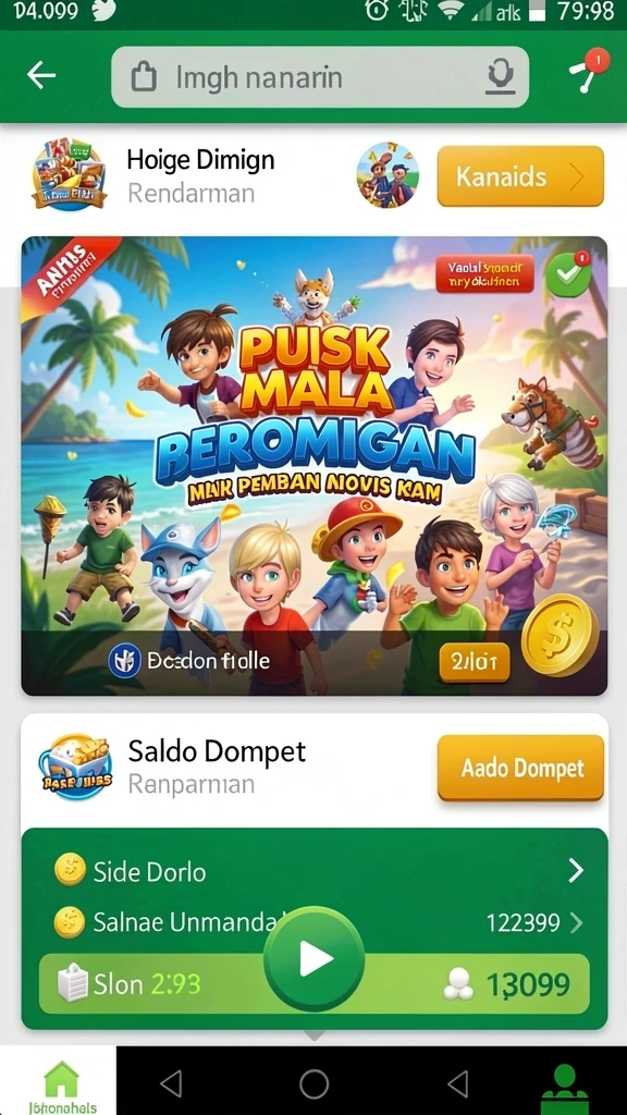 Menampilkan aksi seru dalam permainan.